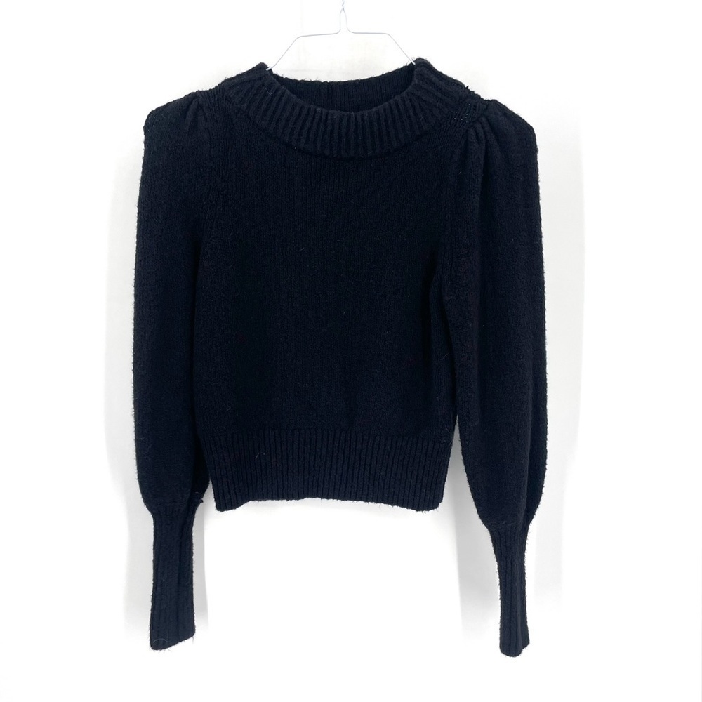 ANTHROPOLOGIE Maeve Puff-Sleeved Ribbed Cotton Long Sleeve Sweater - Picture 5 of 8